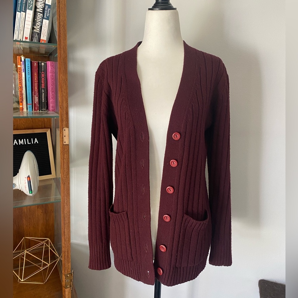 Vintage Nordstrom Maroon Cardigan sz S